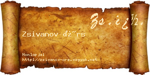 Zsivanov Örs névjegykártya
